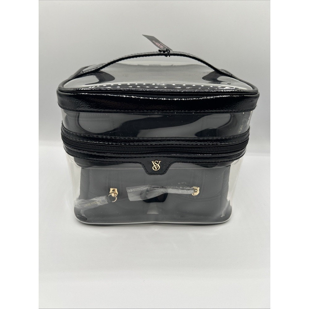 Victoria's Secret Makeup Bag 4 Pcs Color Black Train Case New With Tags